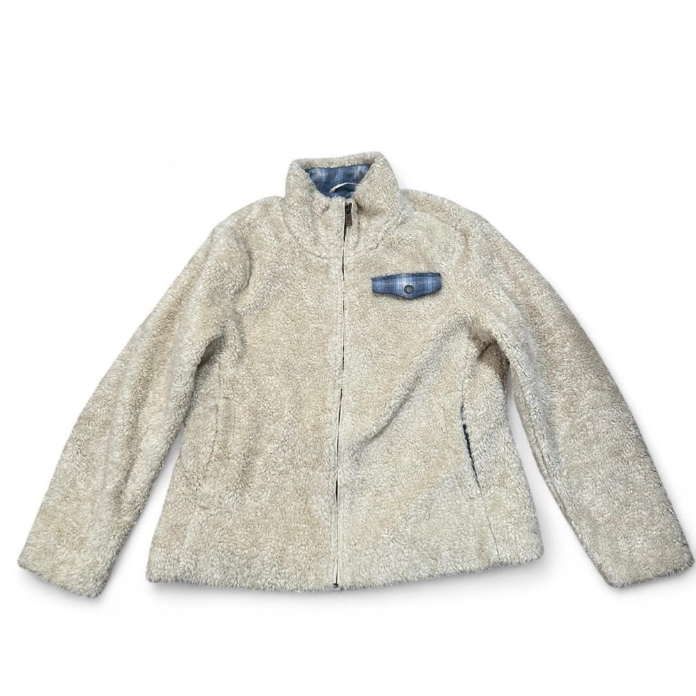 Pendleton Women’s Cream Deep Pile Sherpa Fleece Zip Up Jacket Size Large